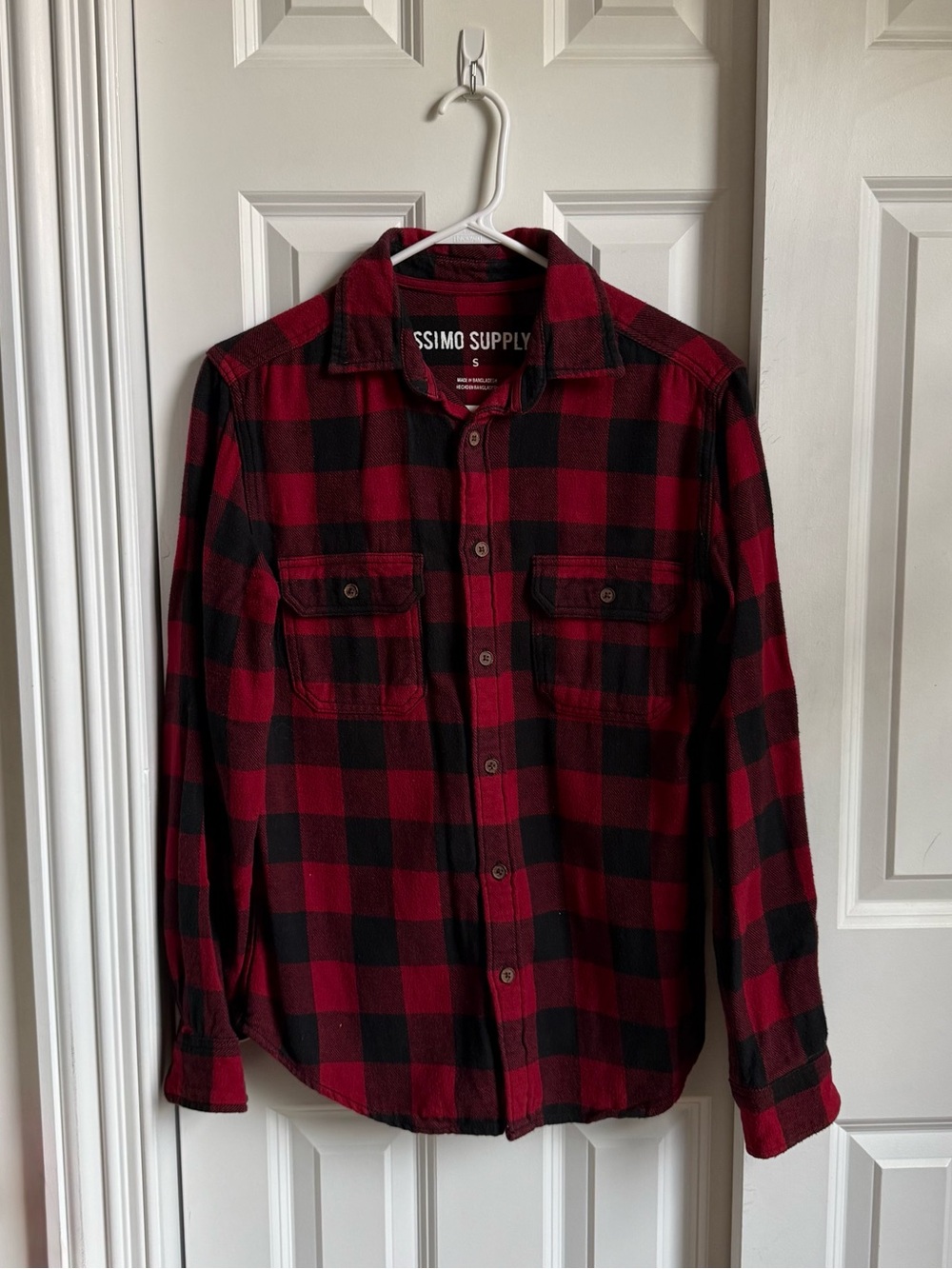 Men's Red & Black Plaid Button-Up Shirt